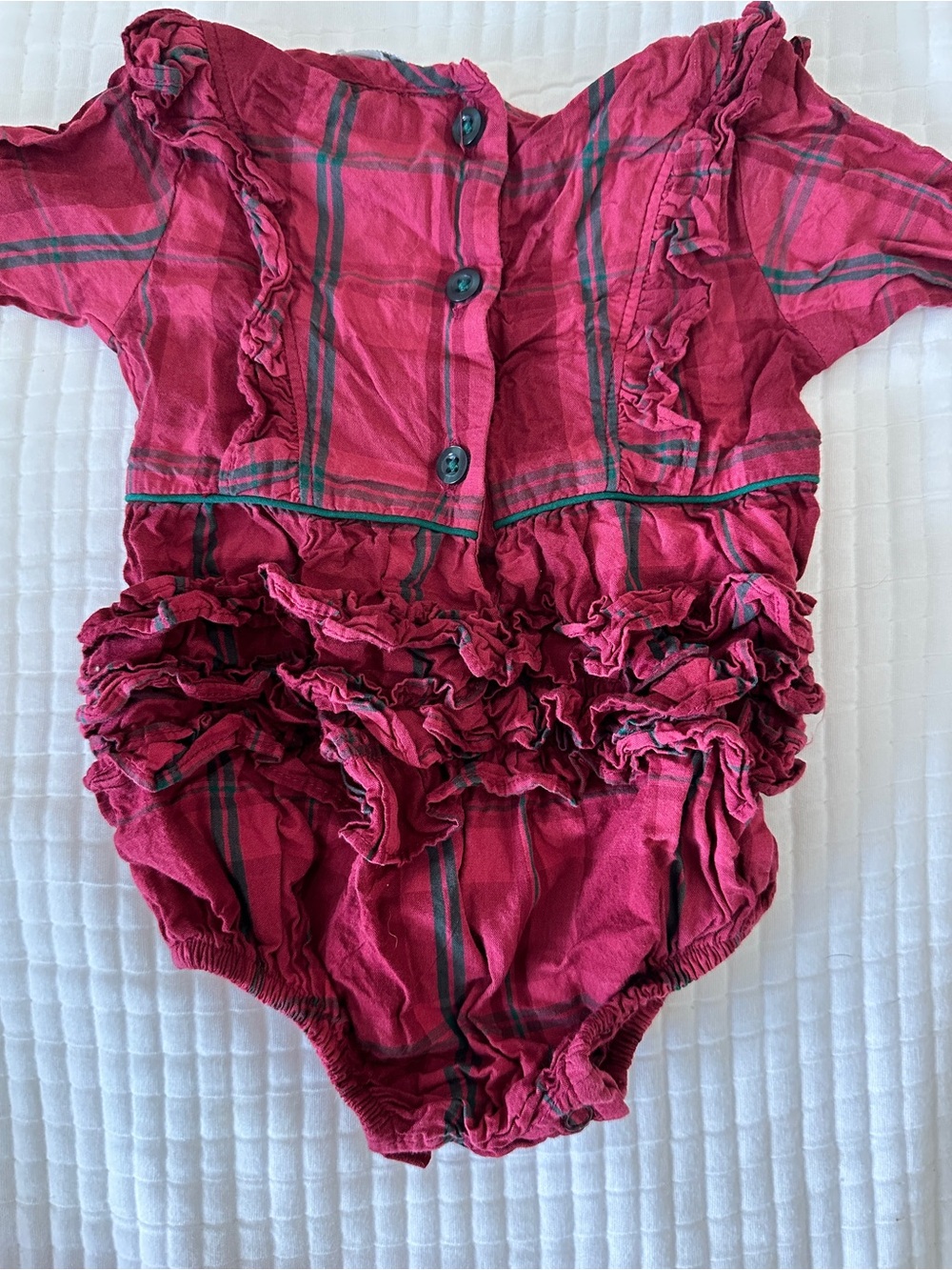 Ruffle Butts Raspberry Plaid Ruffle-Front One-Piece